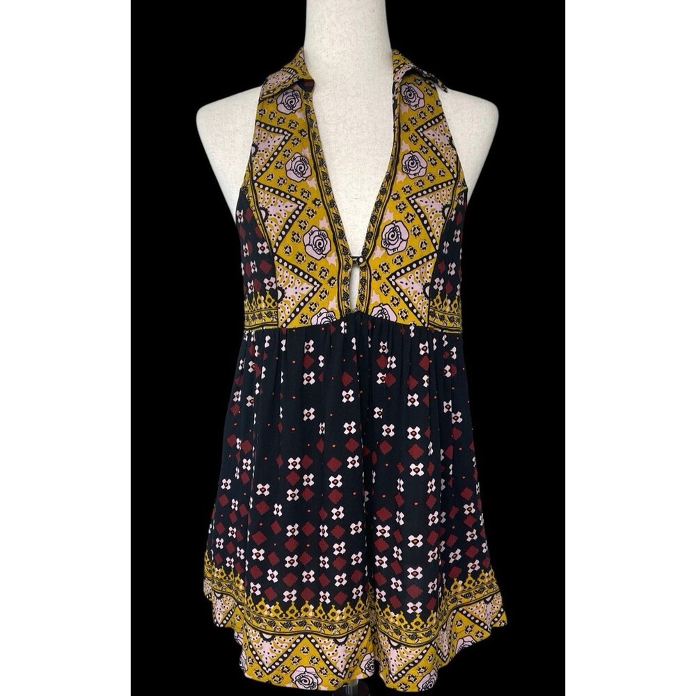 Free People racerback collared flare sleeveless womens top Small boho festival